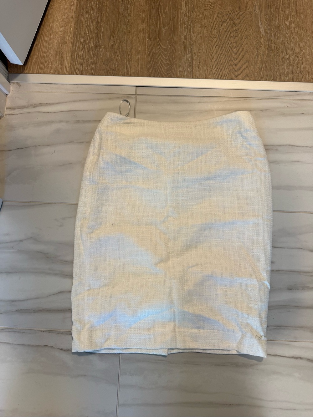 Karl Lagerfeld Cream Textured Pencil Skirt